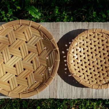 Panier rond en bambou (tissé à la main)