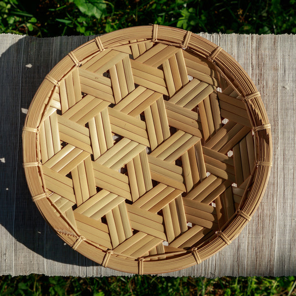 Panier rond en bambou (tissé à la main)