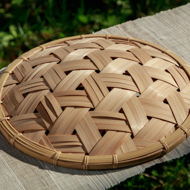 Panier rond en bambou (tissé à la main)