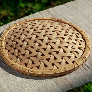 Panier rond en bambou (tissé à la main)